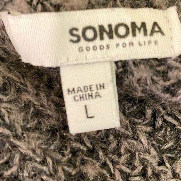 Sonoma Charcoal Gray Cable Knit Sweater Womens Size Large Crew Neck Oversized - Picture 4 of 6
